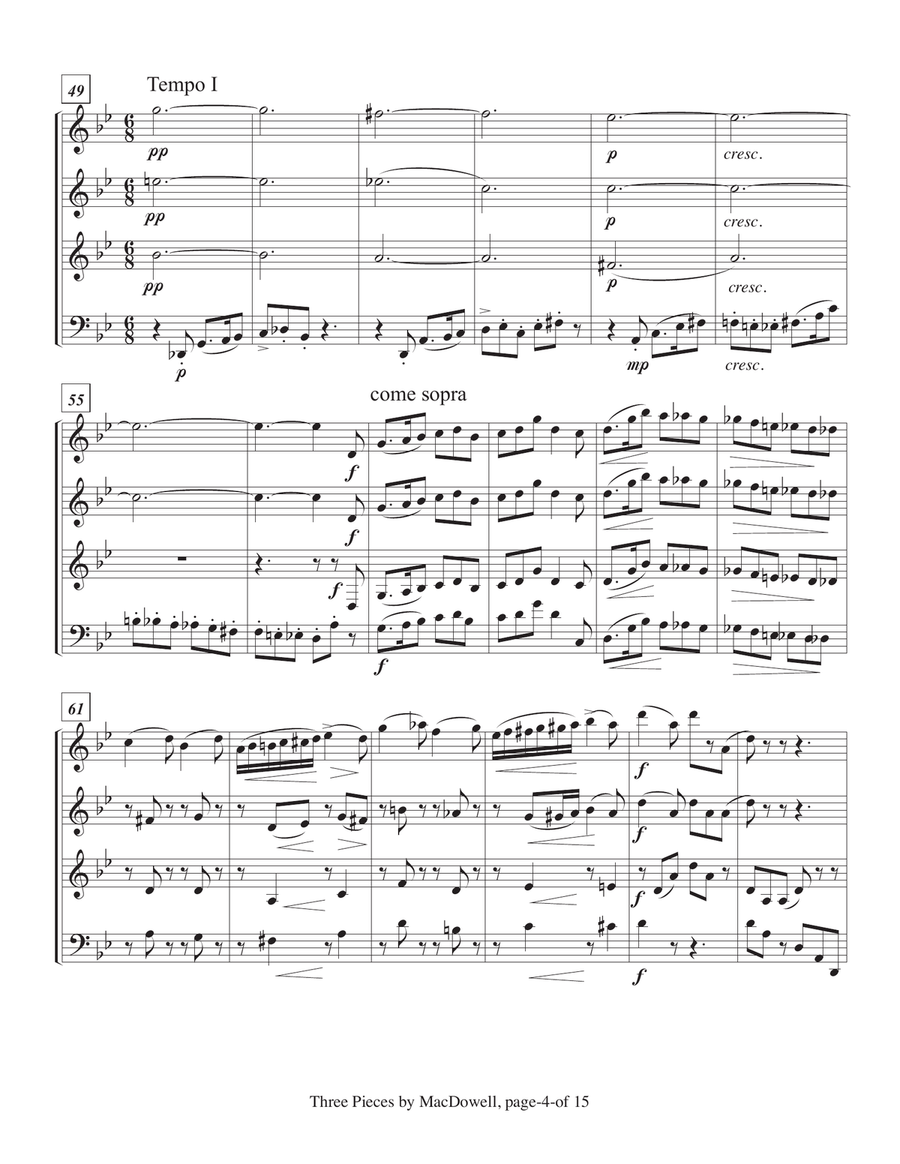 Three Pieces by Edward MacDowell: In Autumn, To a Wild Rose and Alla Tarantella Woodwind Quartet scores gallery preview page 5