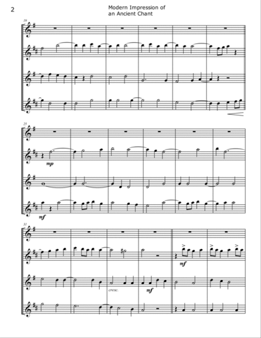 Modern Impression of an Ancient Chant Saxophone Quartet scores gallery preview page 2