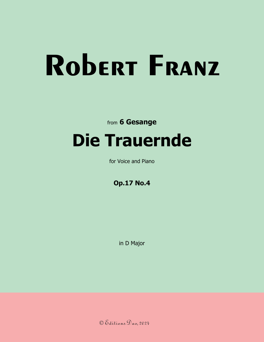 Die Trauernde, by Robert Franz, in D Major Voice scores gallery preview page 1
