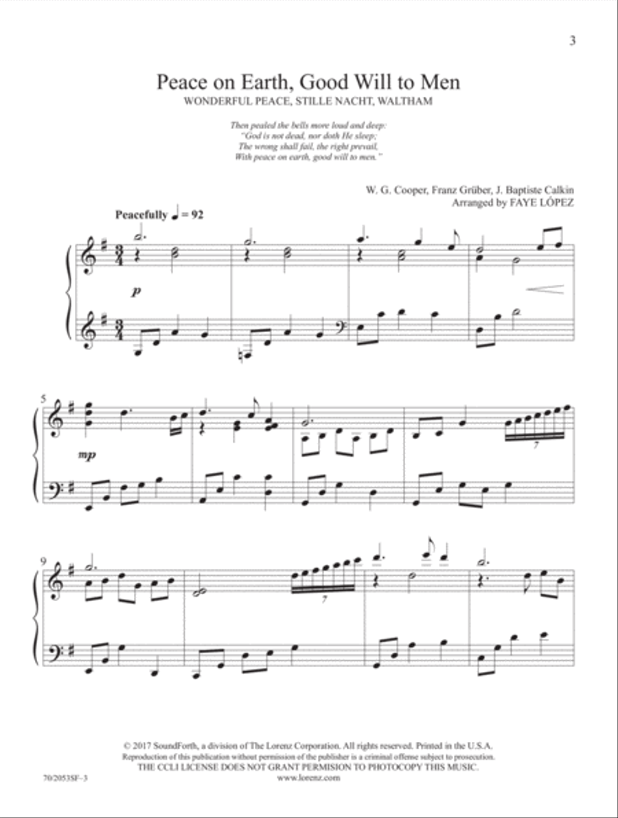 Peace on Earth Piano Solo scores gallery preview page 2