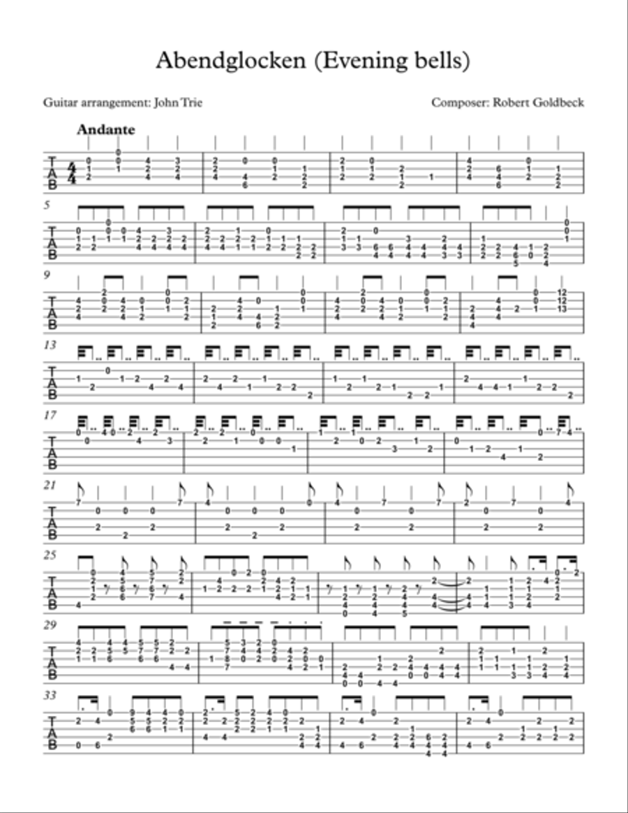 Abendglocken Classical Guitar scores gallery preview page 1