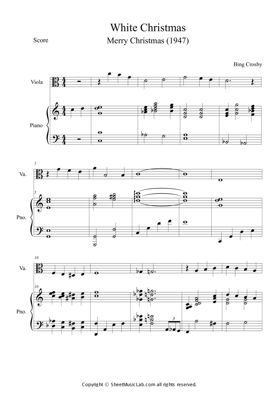 I'm Dreaming Of A White Christmas Viola scores gallery preview page 1