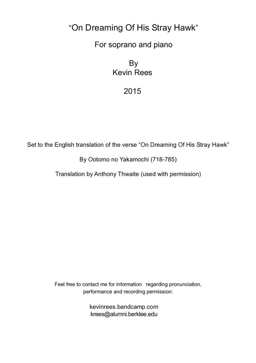 On Dreaming Of His Stray Hawk Soprano Voice scores gallery preview page 1