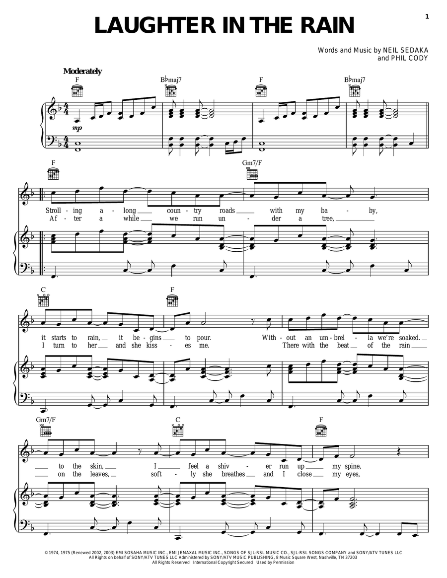 Laughter In The Rain Piano, Vocal, Guitar scores gallery preview page 1