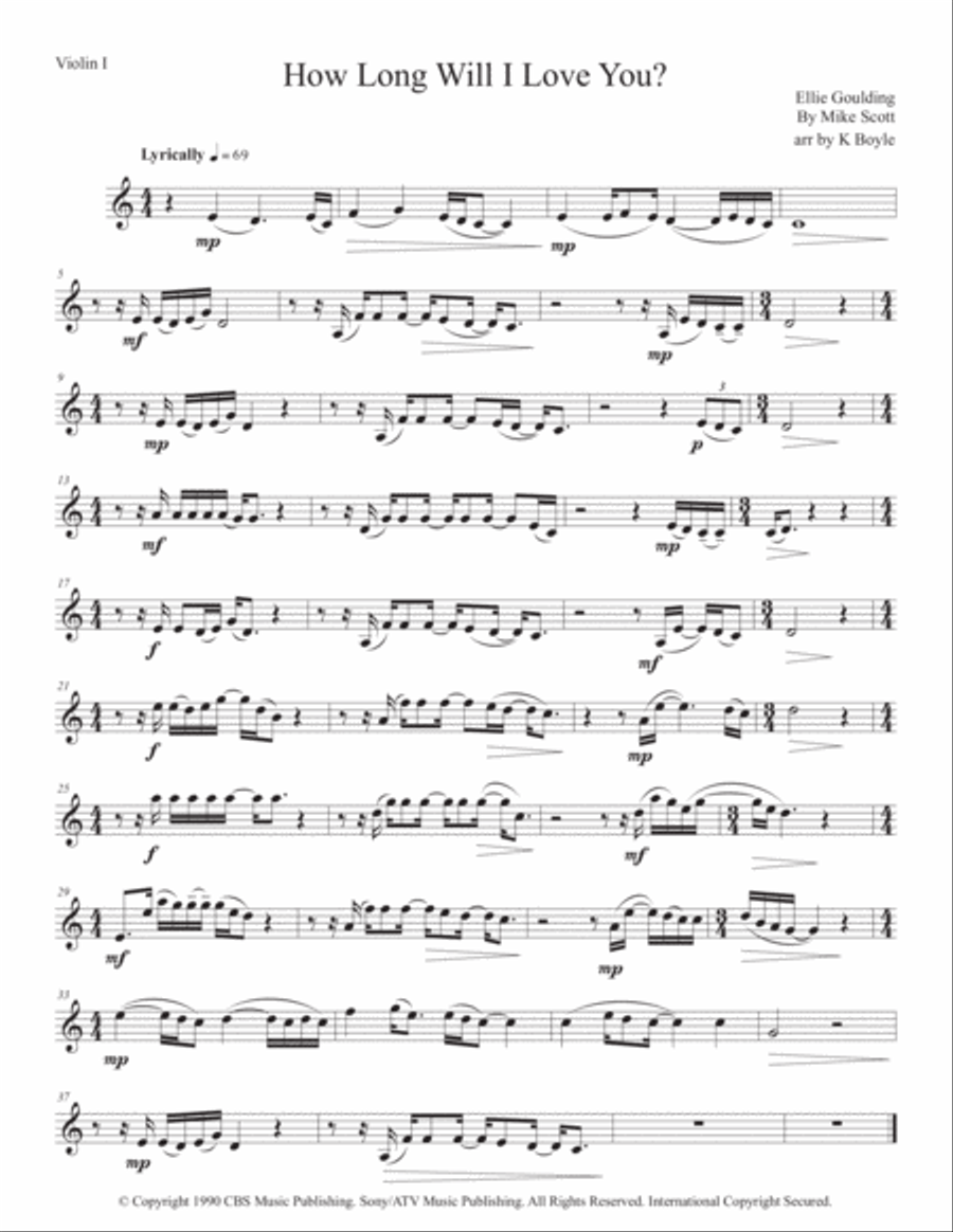 How Long Will I Love You String Quartet scores gallery preview page 4