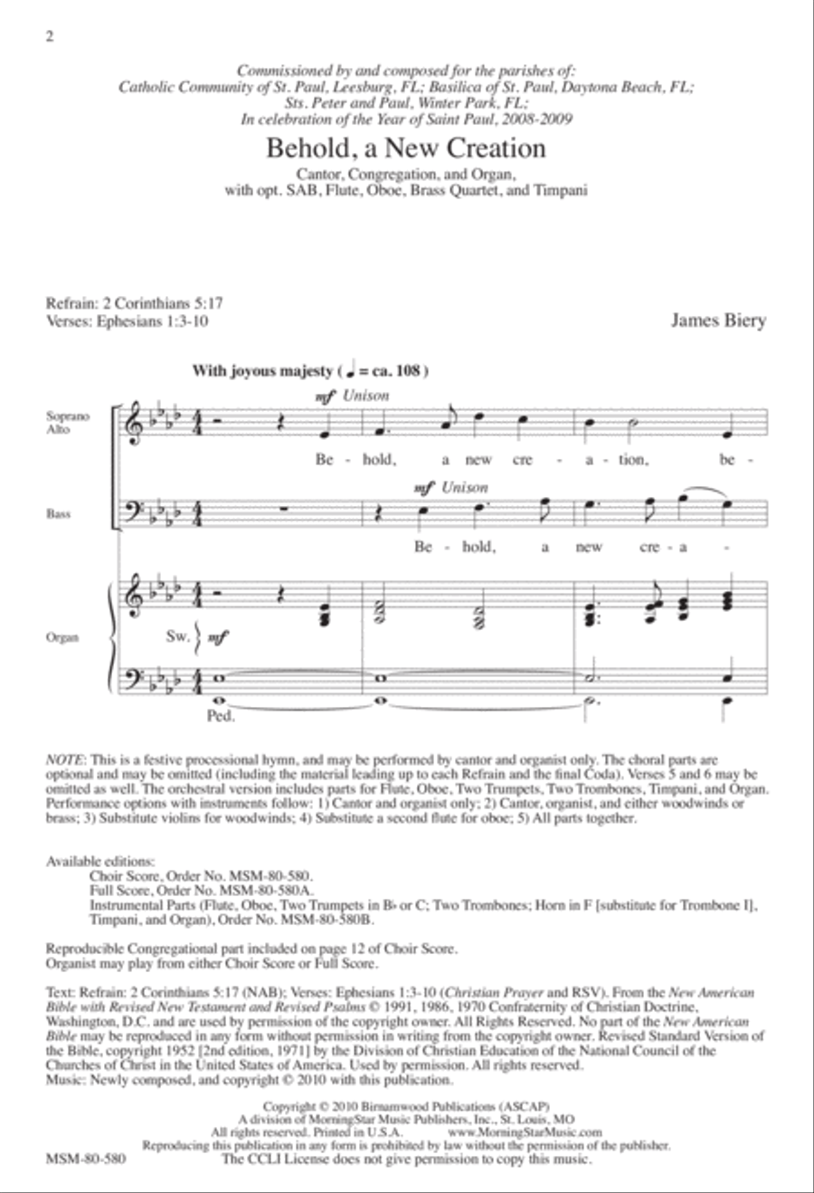 Behold, a New Creation SAB scores gallery preview page 2