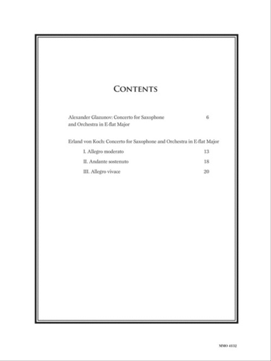 Glazunov – Concerto in E-flat Major, Op. 109; Von Koch – Concerto in E-flat Major Alto Saxophone scores gallery preview page 2