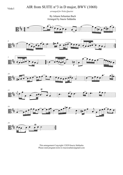 Aria from Suite n°3 in D major (BWV 1068) image number null