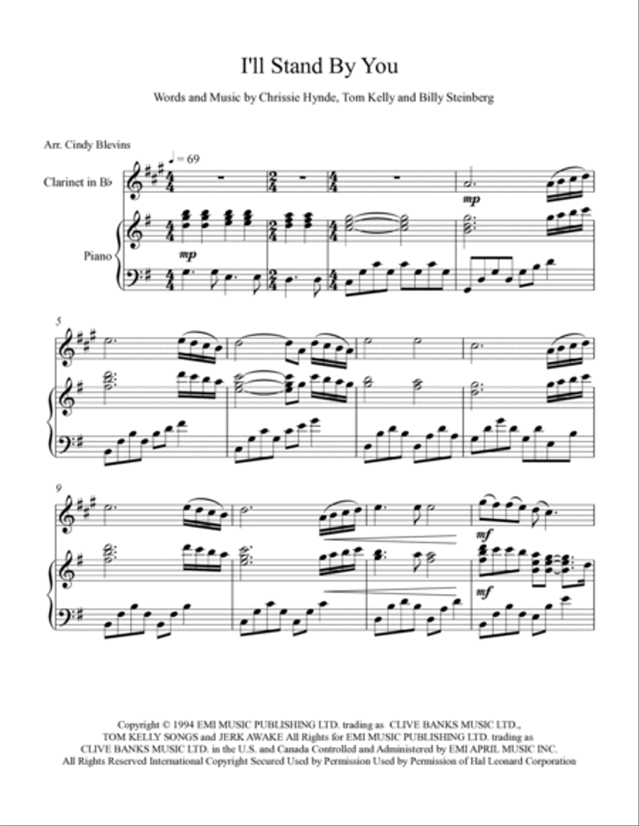 I'll Stand By You B-Flat Clarinet scores gallery preview page 2