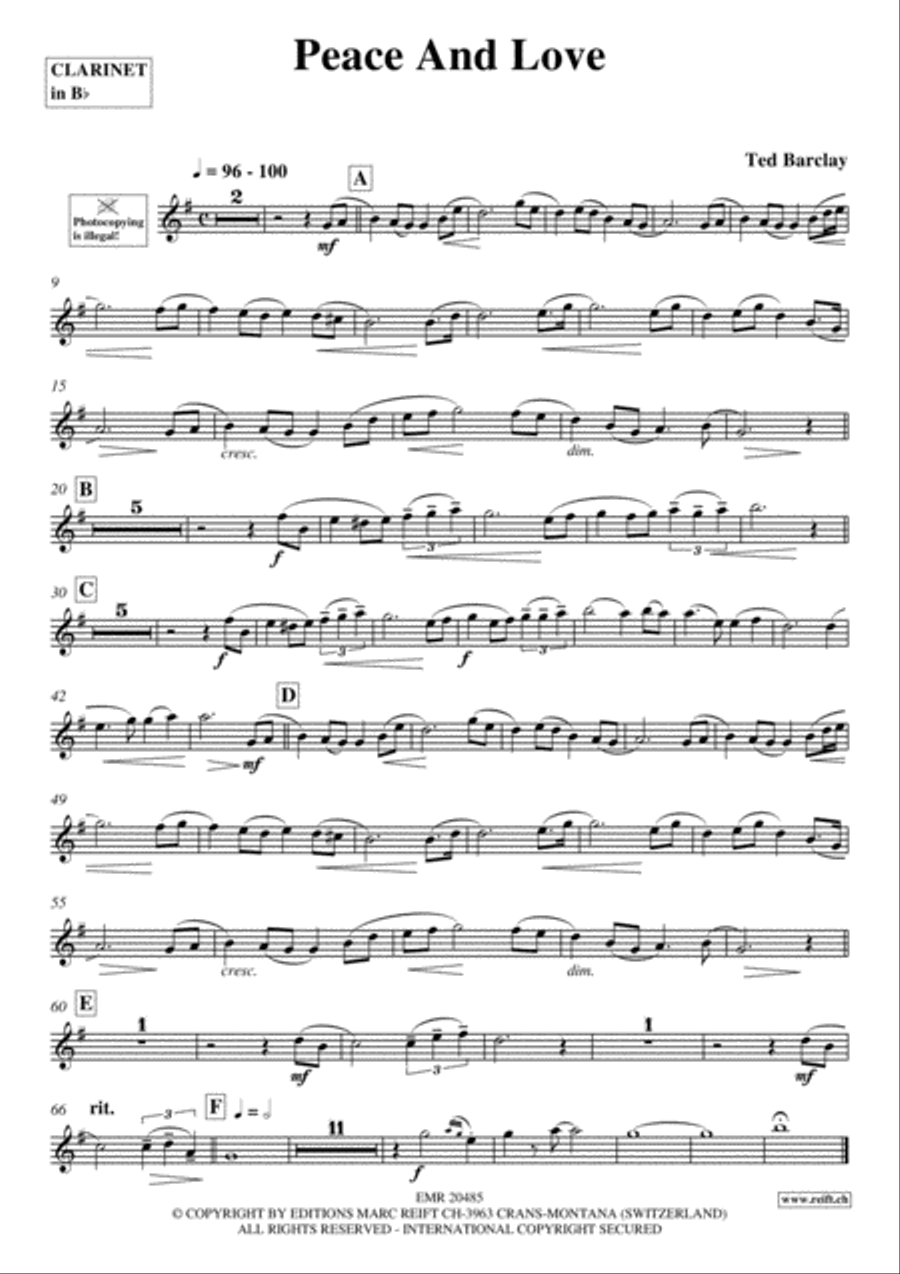 Peace And Love Clarinet Solo scores gallery preview page 2
