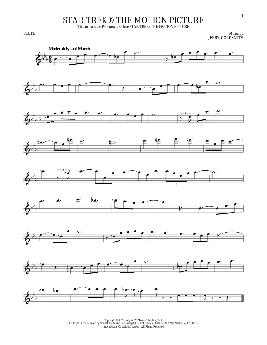 Star Trek The Motion Picture Flute Solo scores gallery preview page 1