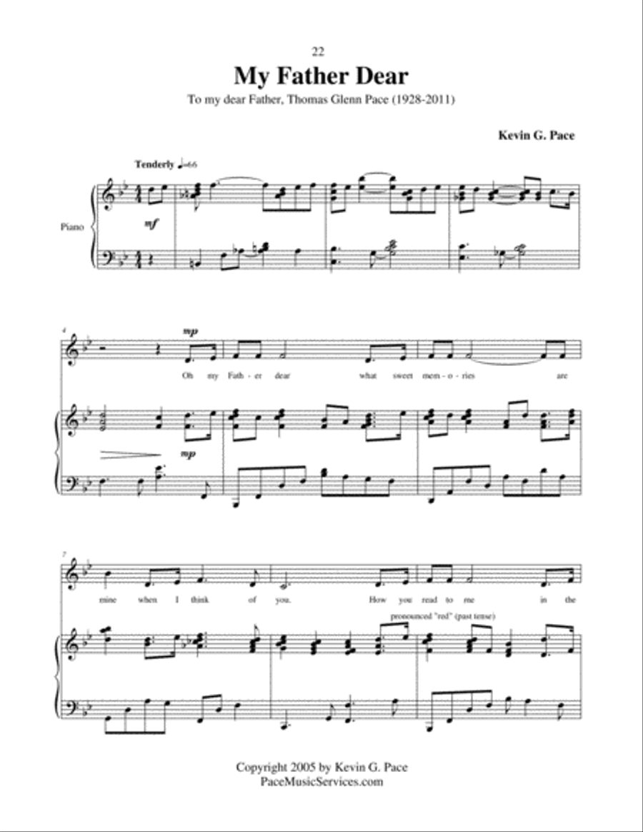 My Dear Father - original Father's Day vocal solo Unison Choir scores gallery preview page 2