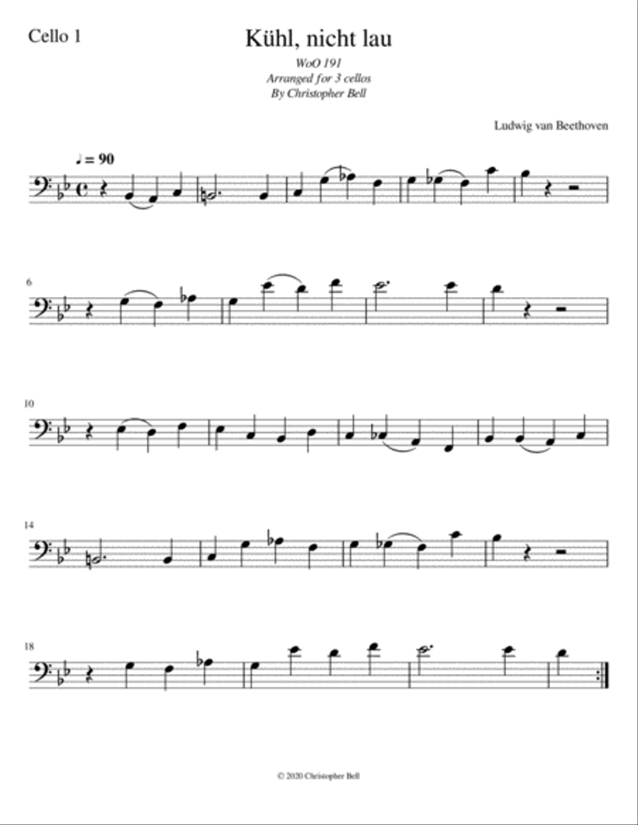 Kühl, nicht lau - Beethoven - Cello Trio String Trio scores gallery preview page 2