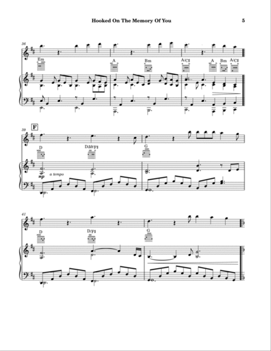 Hooked On The Memory Of You Piano scores gallery preview page 6