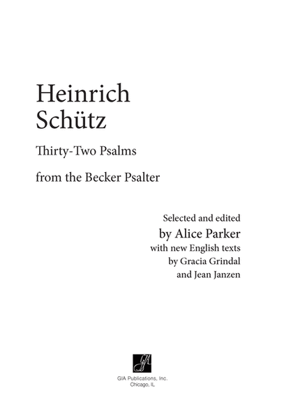 Heinrich Schütz: Thirty-Two Psalms from the Becker Psalter