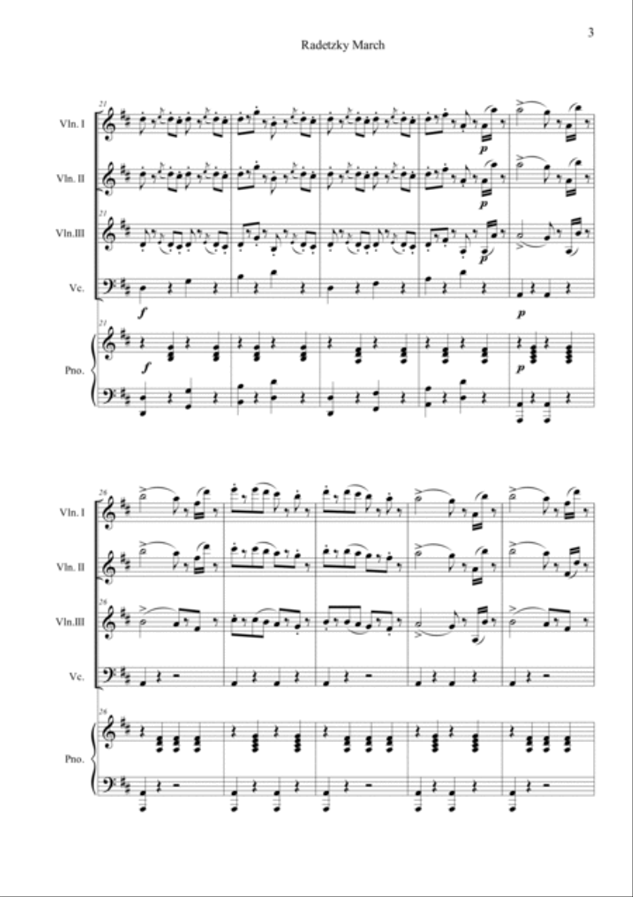 Radetzky Marsch Piano Quintet scores gallery preview page 3