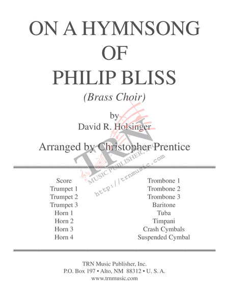 On a Hymnsong of Philip Bliss (Brass Choir) by David Holsinger Set of Parts - Sheet Music