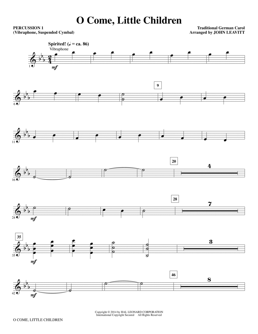 O Come, Little Children - Percussion 1 Choir scores gallery preview page 1