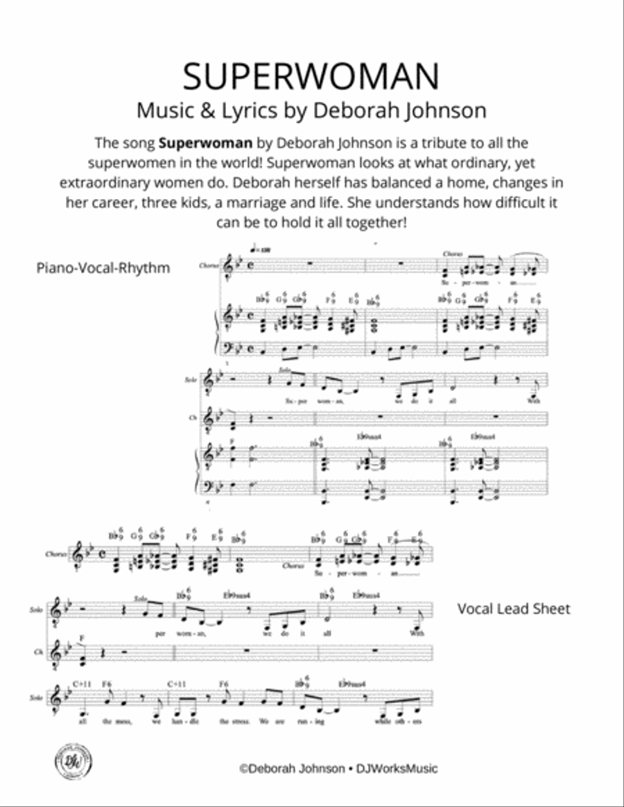 Superwoman Piano, Vocal, Guitar scores gallery preview page 2