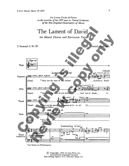 The Lament of David (Choral Score)