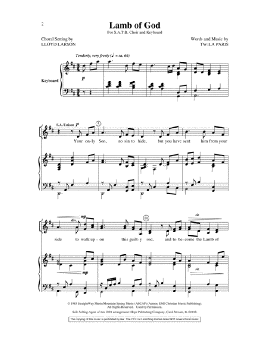 Lamb of God Choir scores gallery preview page 2
