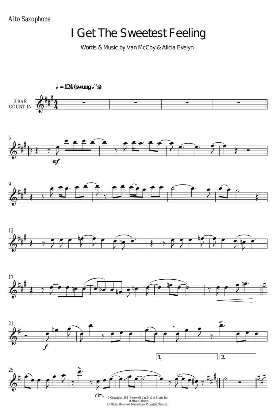 I Get The Sweetest Feeling Alto Saxophone scores gallery preview page 1