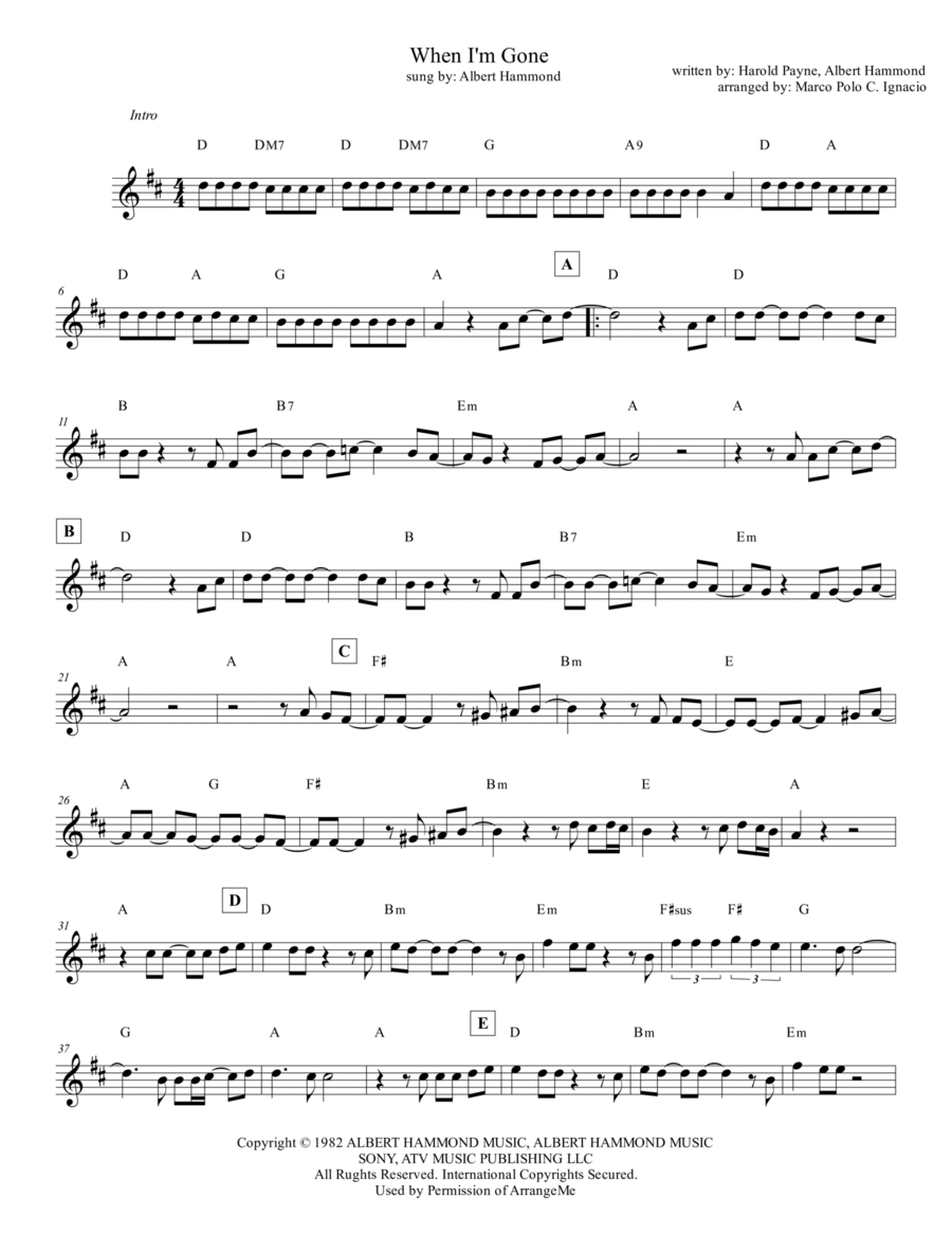 When I'm Gone Easy Piano scores gallery preview page 1