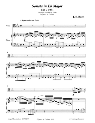 Book cover for BACH: Sonata in Eb BWV 1031 for Viola & Piano