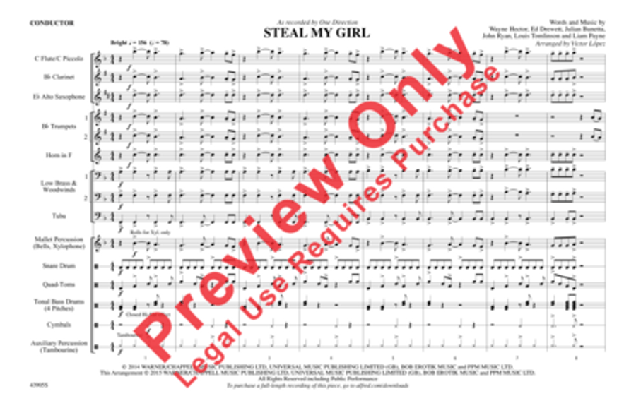 Steal My Girl Marching Band scores gallery preview page 2