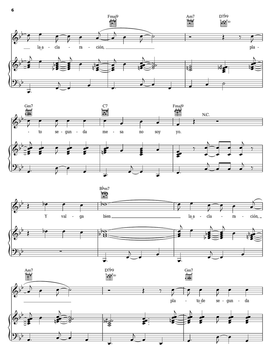 Plato De Segunda Mesa Plato De Segunda Mesa Piano, Vocal, Guitar scores gallery preview page 6