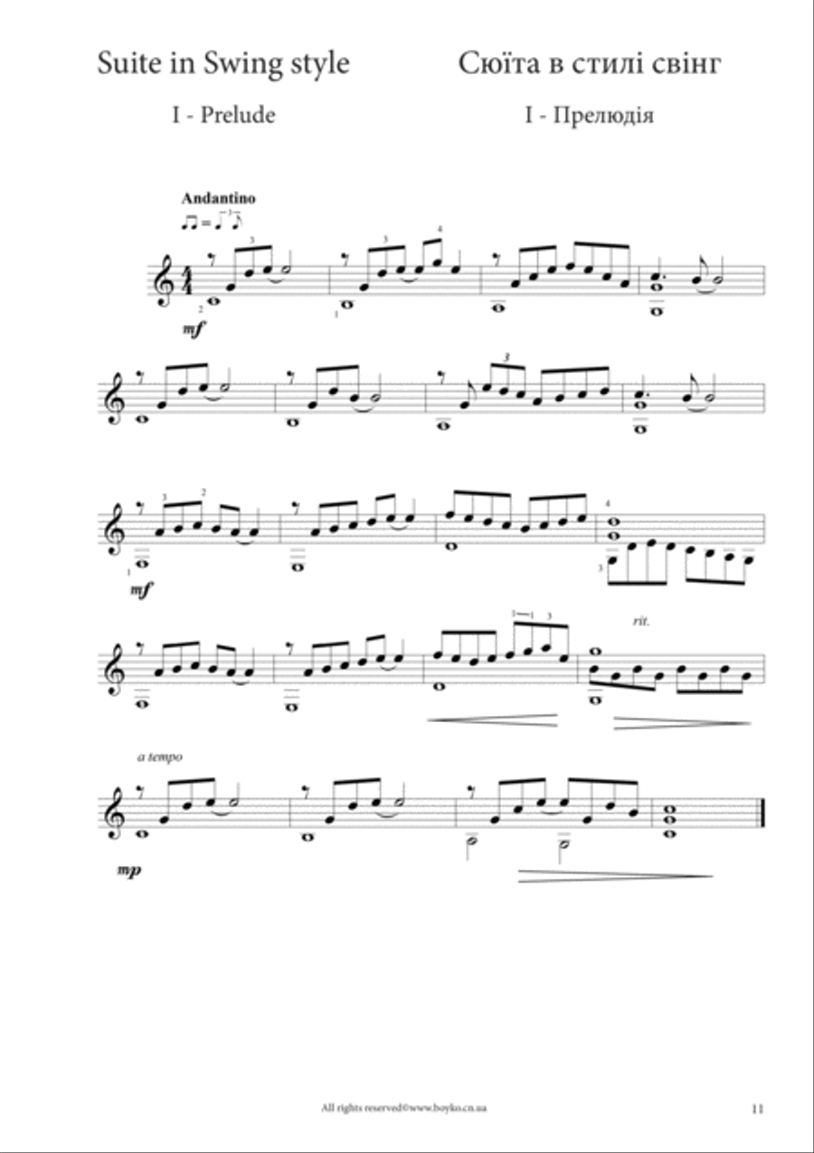 Suite in Swing style I - Prelude II - Walk III - Dreams IV - Joking Electric Guitar scores gallery preview page 3