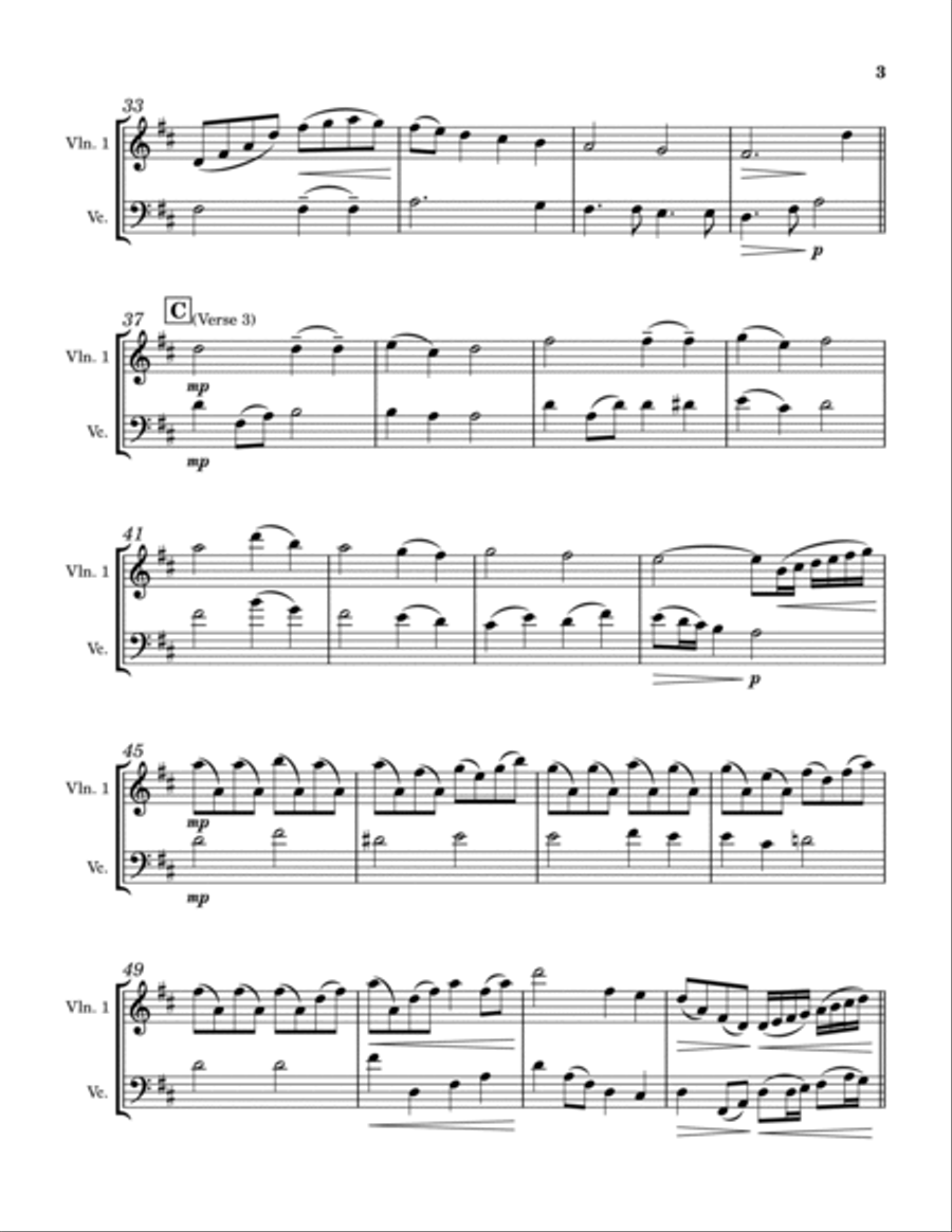 Beautiful Savior (Fairest Lord Jesus) - Violin & Cello Duet String Duet scores gallery preview page 3