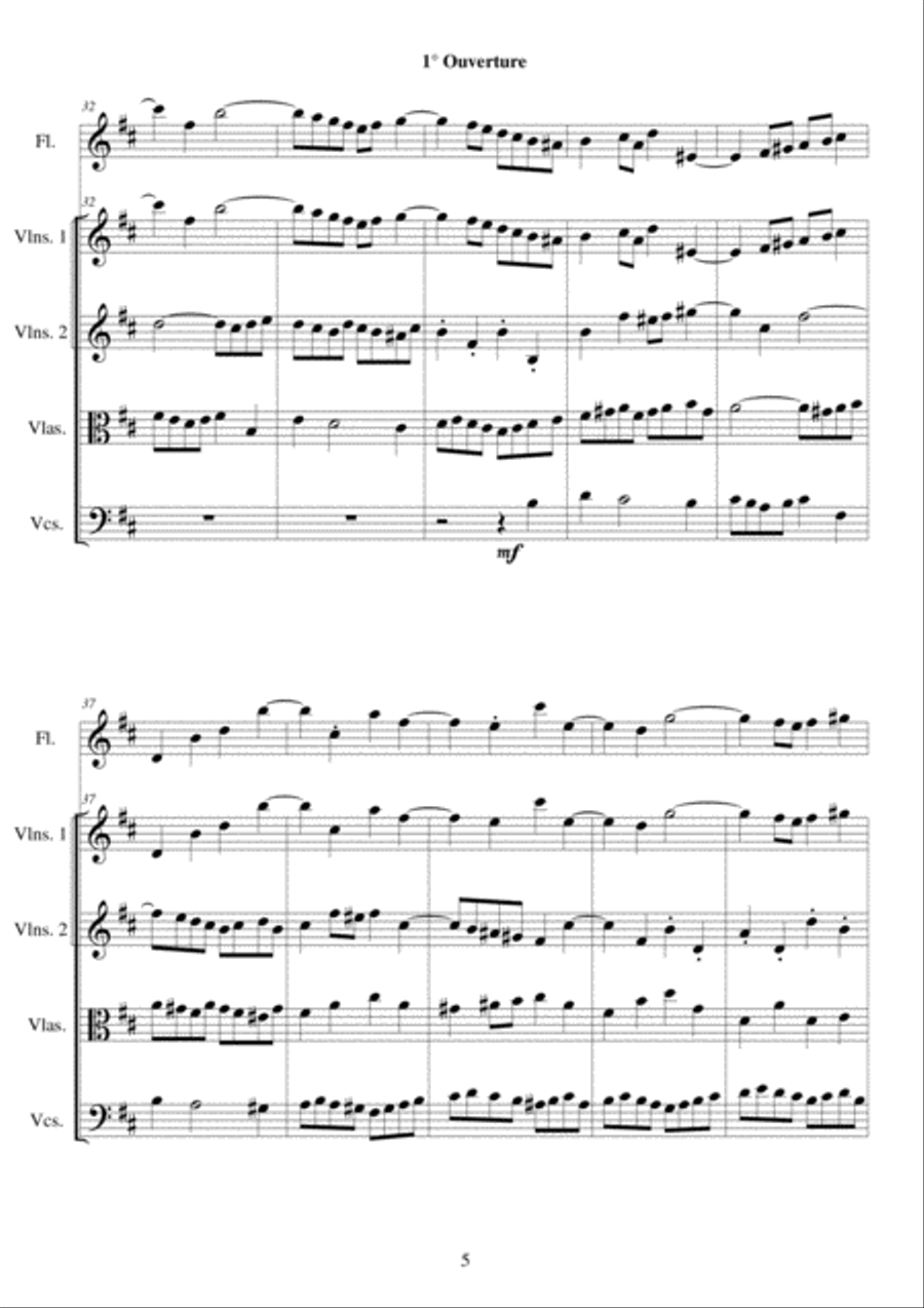 J.S.Bach-Suite no.2 in B minor-BWV1067- Flute and String Quartet Flute scores gallery preview page 5