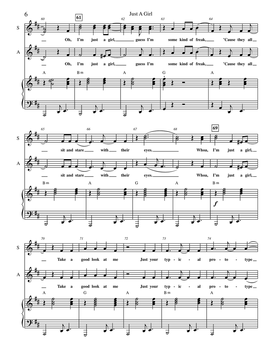 Just A Girl SSA scores gallery preview page 6
