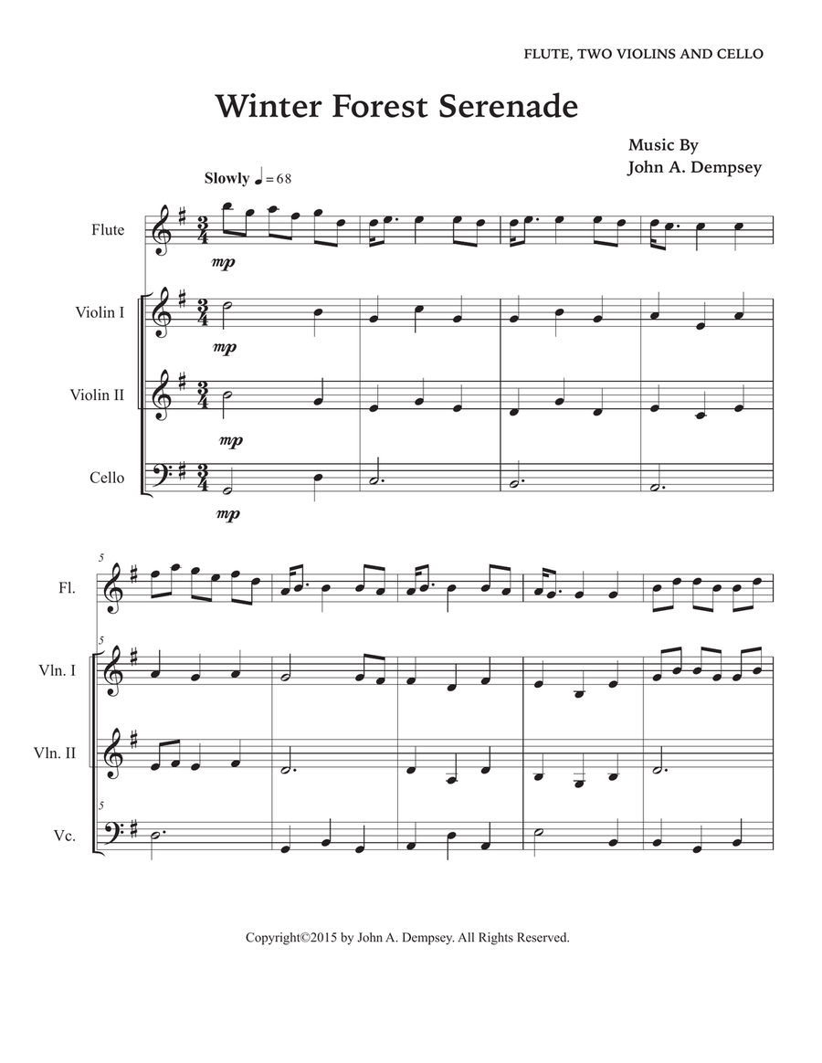 Winter Forest Serenade (Quartet for Flute, Two Violins and Cello) Small Ensemble scores gallery preview page 5