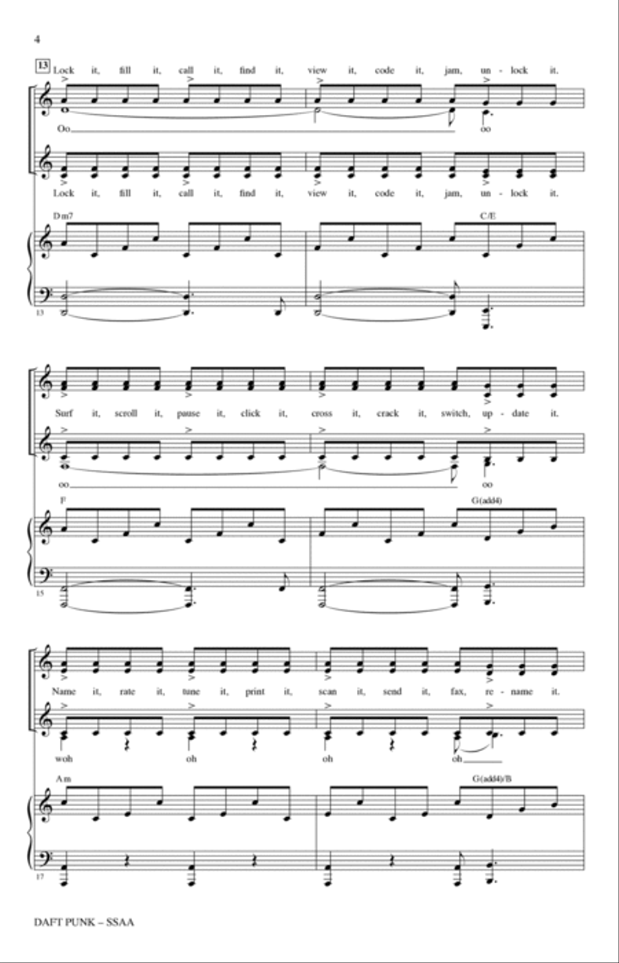 Daft Punk (Choral Medley) (arr. Mark Brymer) SSAA scores gallery preview page 3