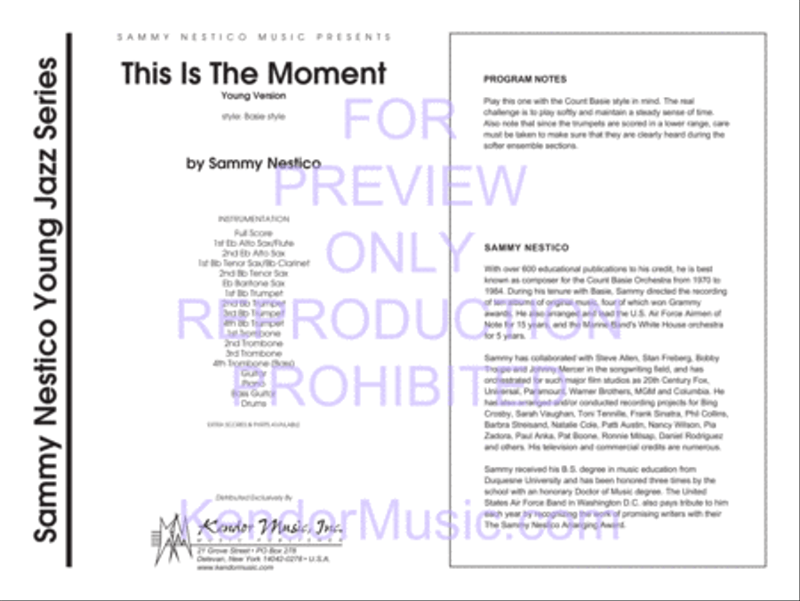 This Is The Moment (Young Version) (Full Score) Jazz Ensemble scores gallery preview page 2