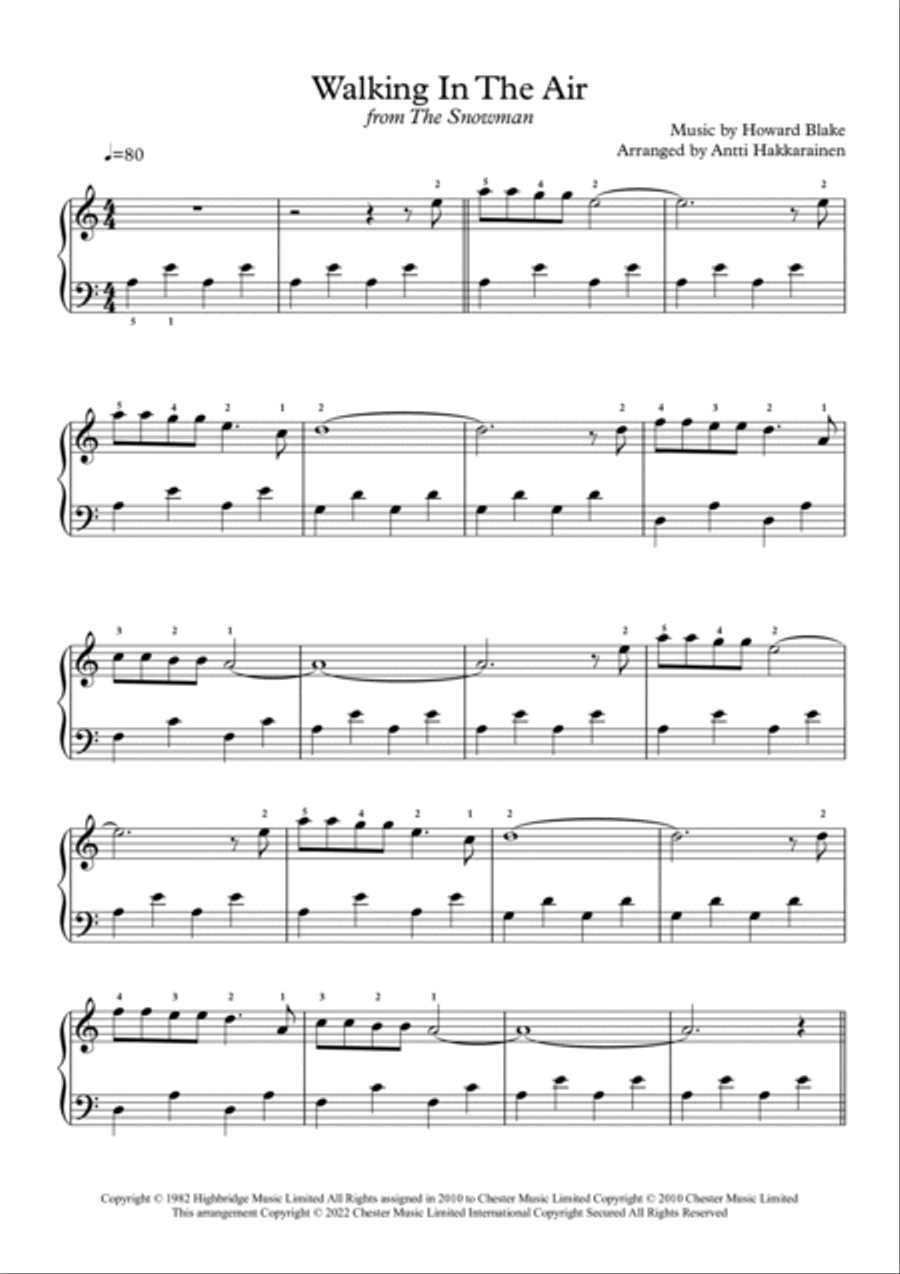 Walking In The Air Easy Piano scores gallery preview page 2