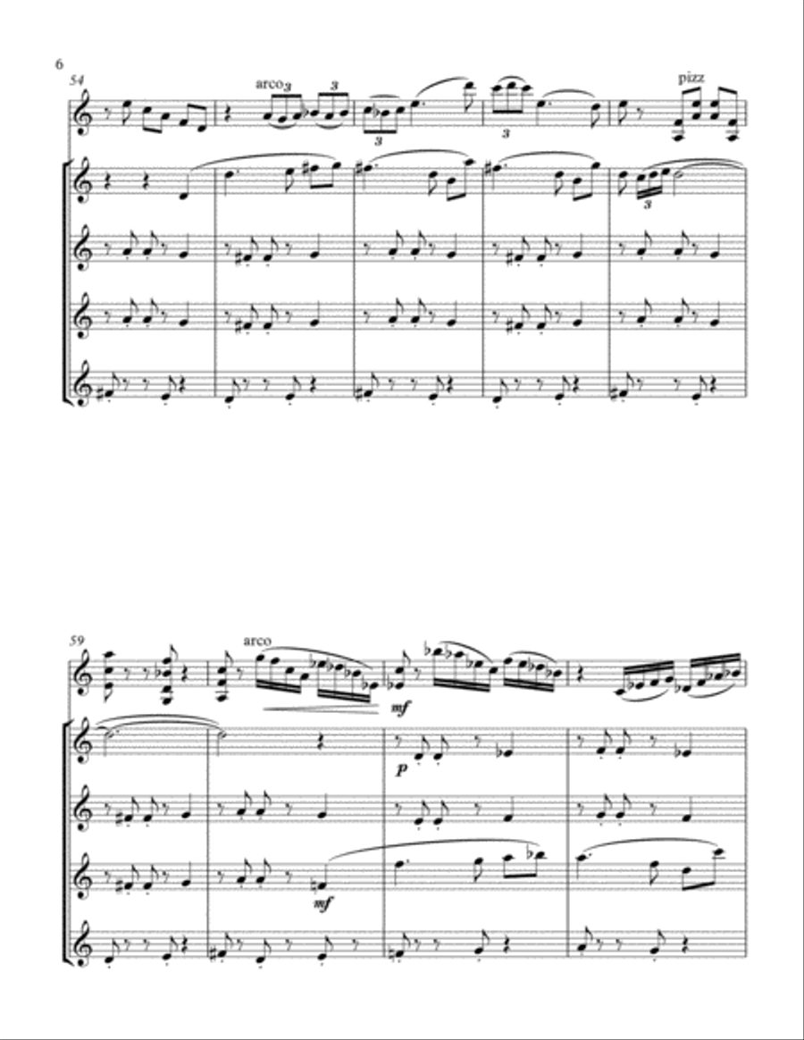 With the Flow (for violin and sax quartet) Saxophone Quartet scores gallery preview page 6