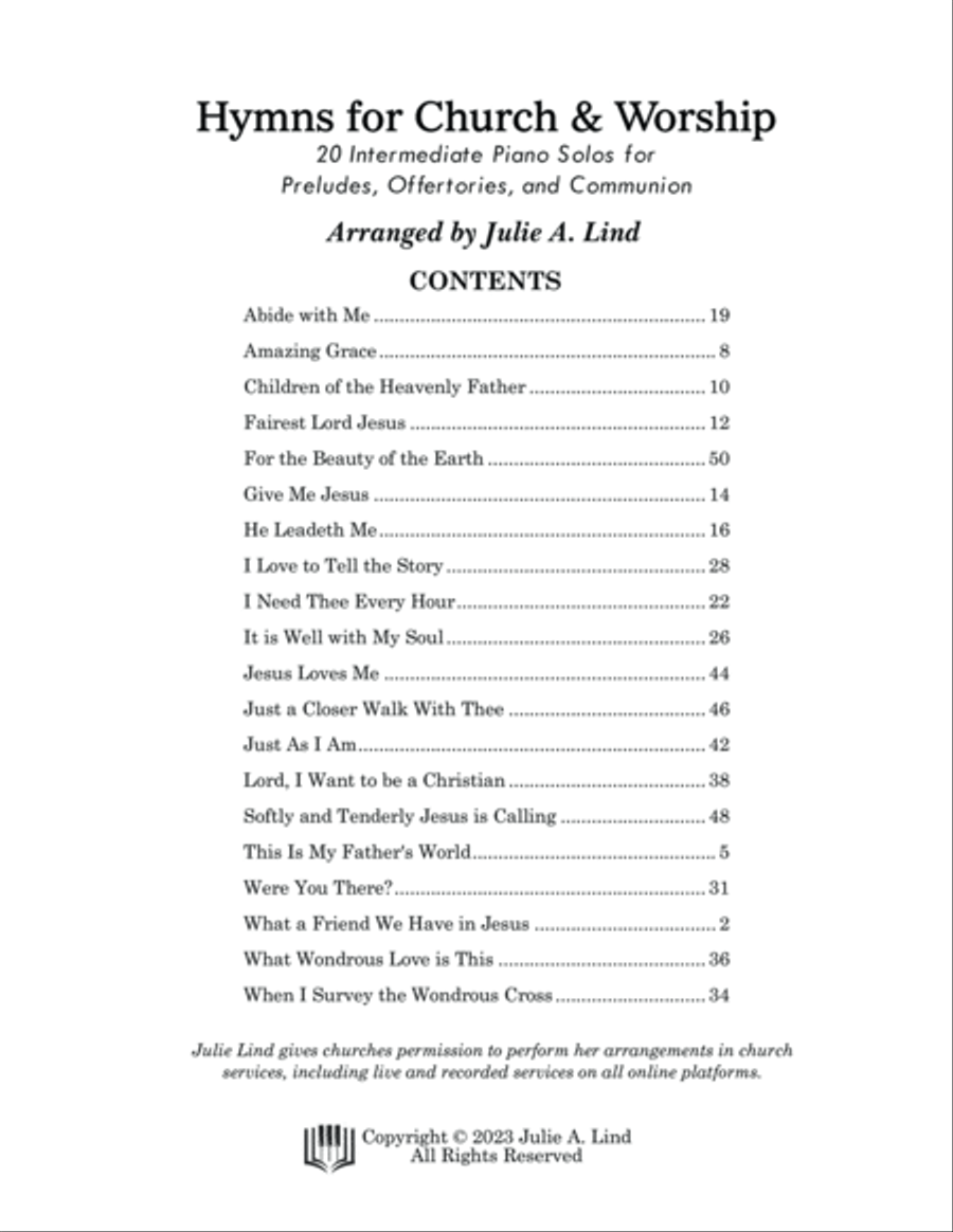 Hymns for Church and Worship Piano Solo scores gallery preview page 2