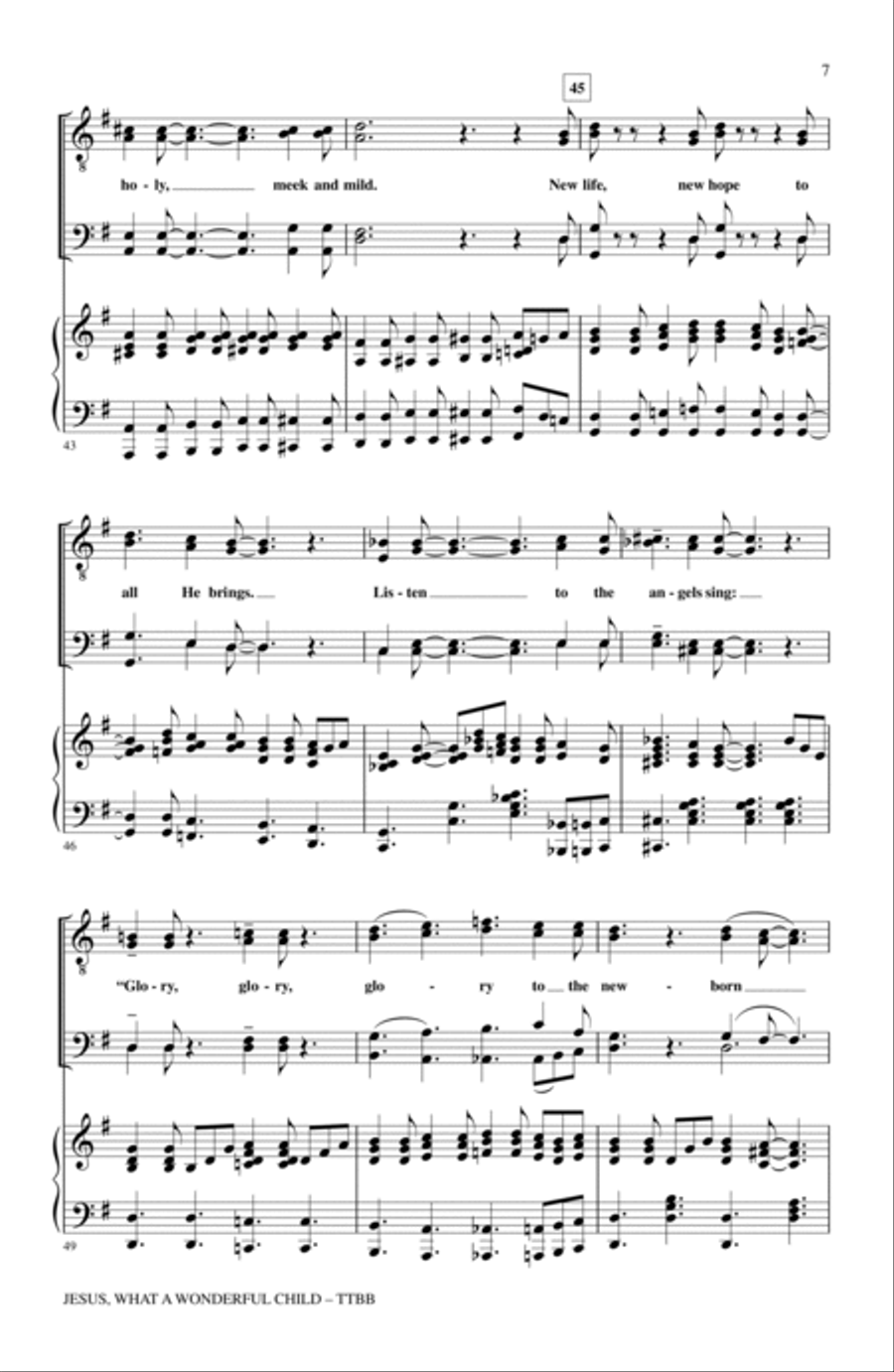 Jesus, What A Wonderful Child TTBB scores gallery preview page 6