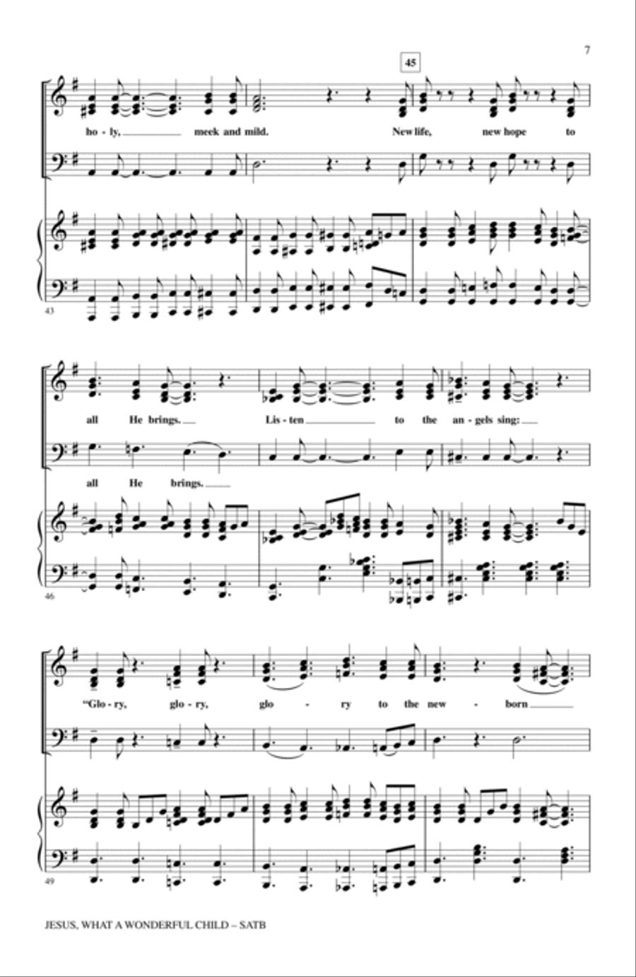 Jesus, What A Wonderful Child 4-Part scores gallery preview page 6