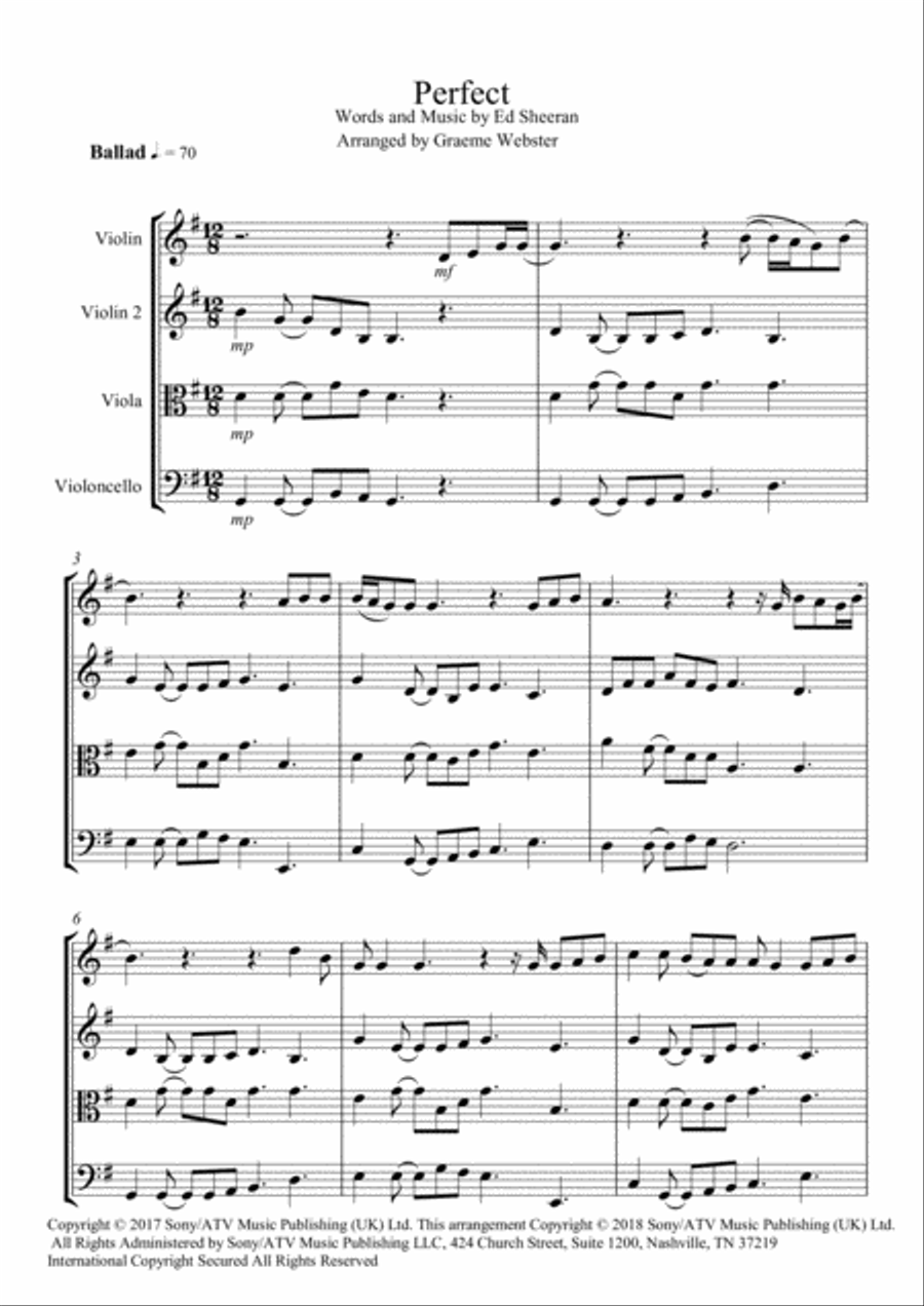 Perfect Perfect String Quartet scores gallery preview page 1