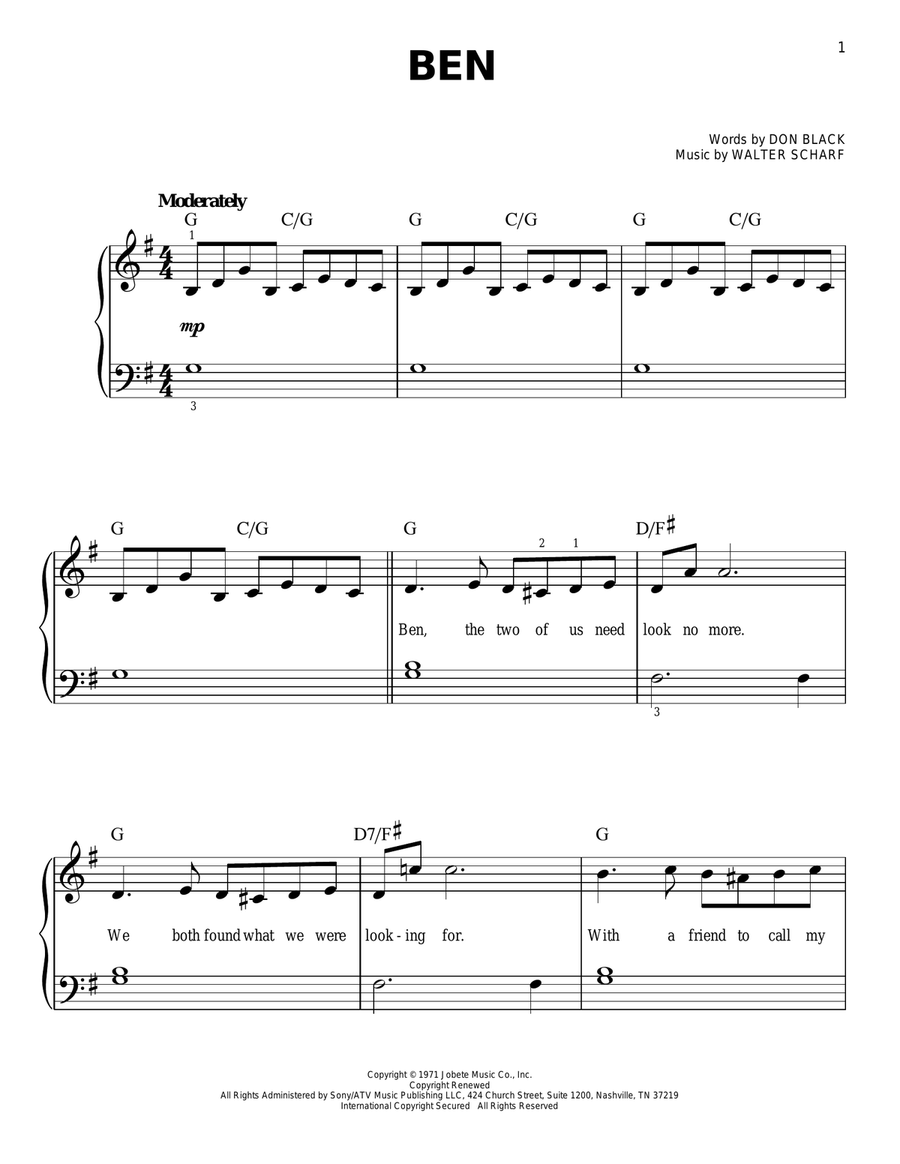 Ben Easy Piano scores gallery preview page 1