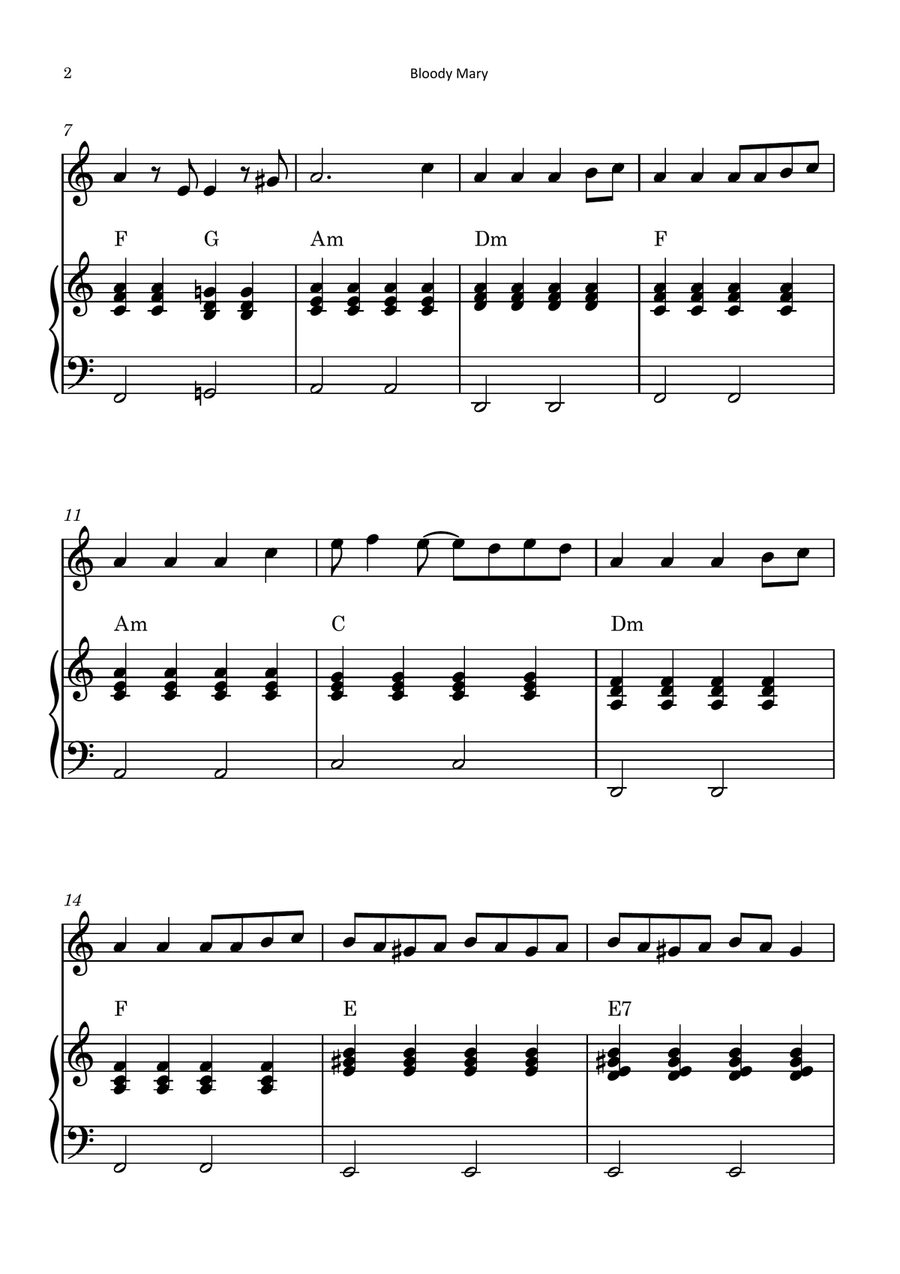 Bloody Mary Piano scores gallery preview page 2