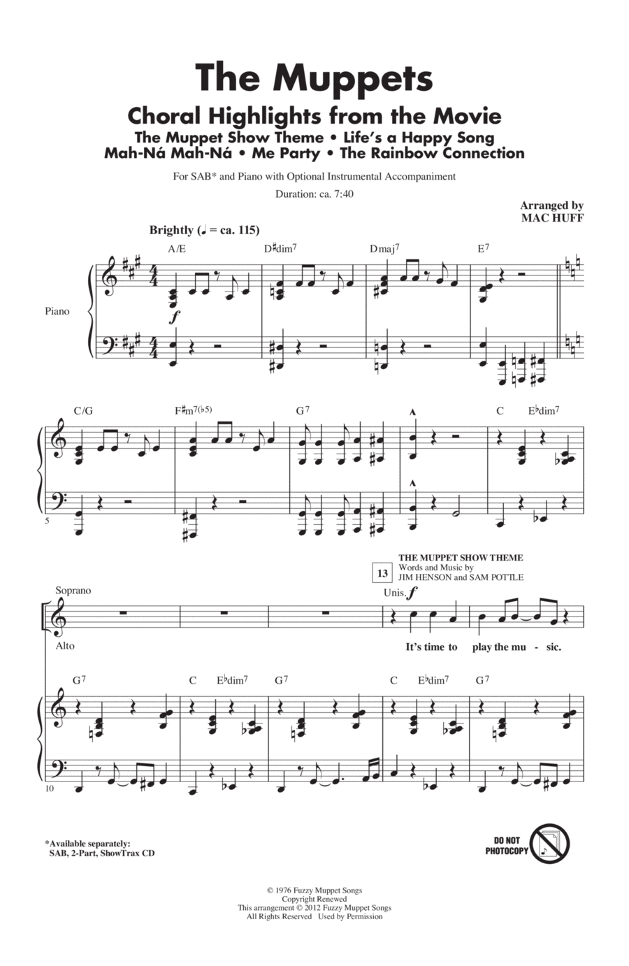 The Muppets (Choral Highlights) 3-Part scores gallery preview page 1