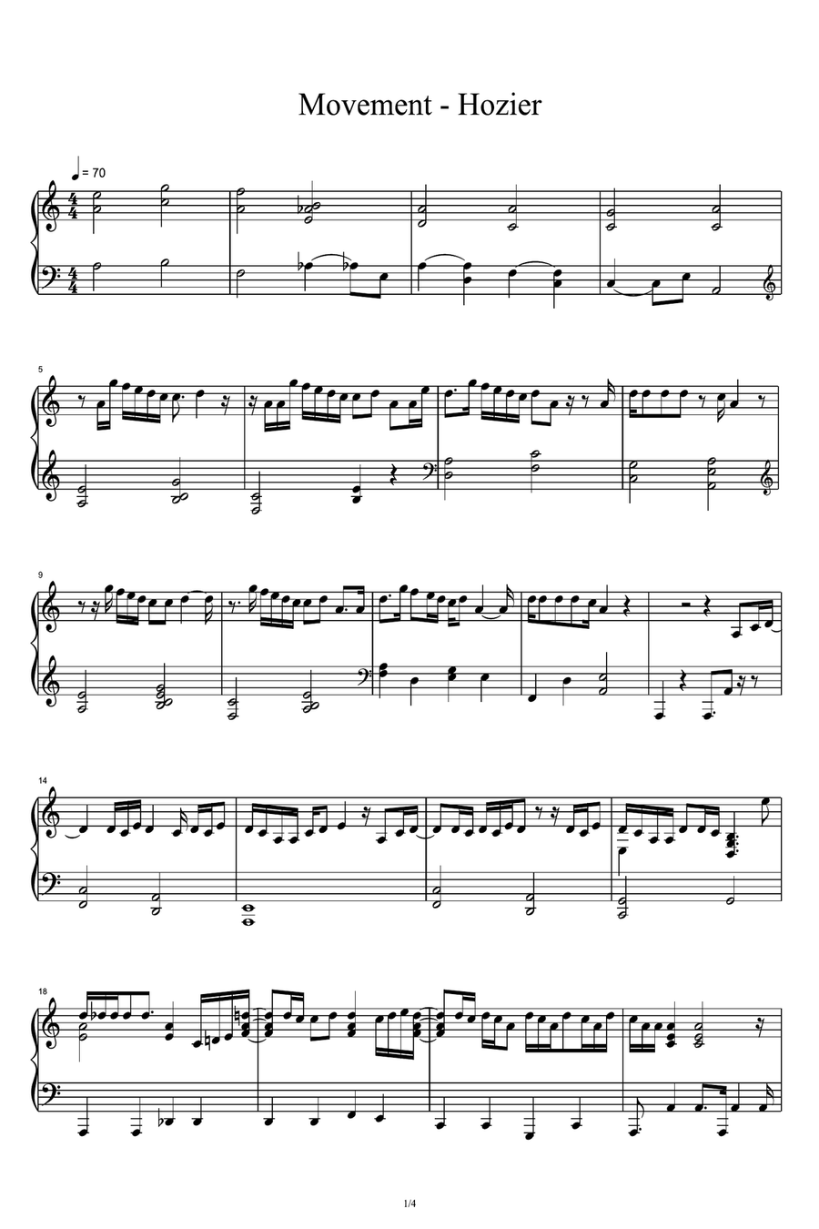 Movement Piano Solo scores gallery preview page 1