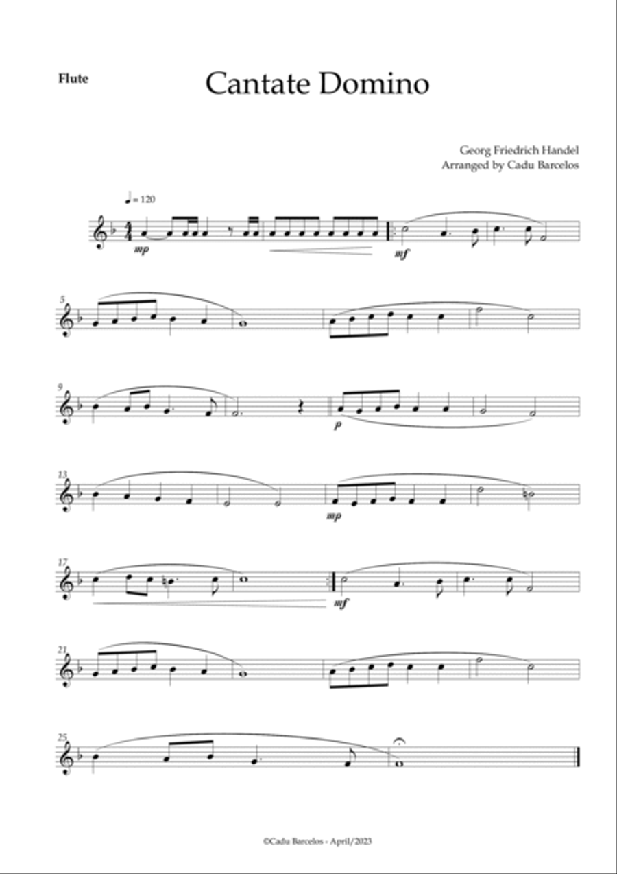 Cantate Domino - Handel (Woodwind Quartet) Piano and chords Woodwind Quartet scores gallery preview page 4