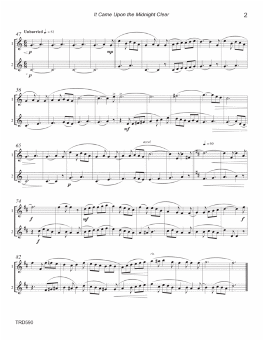 IT CAME UPON THE MIDNIGHT CLEAR - TRUMPET DUET (unaccompanied) Trumpet Duet scores gallery preview page 2