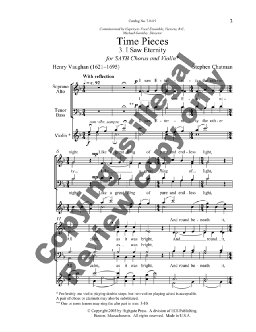 Time Pieces: 3. I Saw Eternity 4-Part scores gallery preview page 5